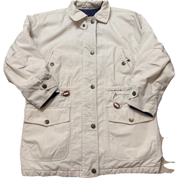 London Fog Jackets & Blazers - Vintage London Fog Coat Womens 10 White Plaid Lined Jacket Removable Hood